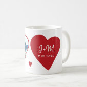 フォトカップルイニシャルハート図形バレンタイン コーヒーマグカップ (正面右)