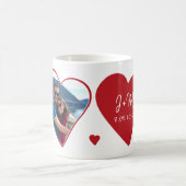 フォトカップルイニシャルハート図形バレンタイン コーヒーマグカップ (中央)