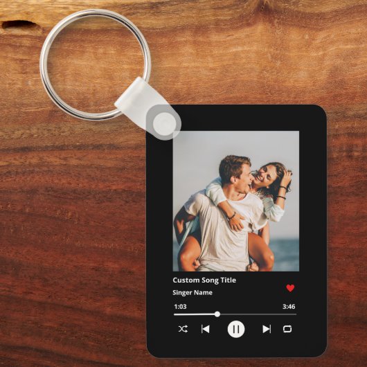 フォトカップルパーソナライズされたソお気に入りのング キーホルダー (正面)