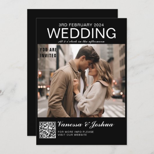 フォトカバーマガジンQRコード結婚ズ 招待状 (正面/裏面)