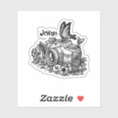 フォトカメラスケッチと名前（変更） シール (シート)