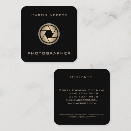 フォトカメラレンズカ芸術的バー スクエア名刺 (正面/裏面)
