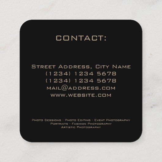 フォトカメラレンズカ芸術的バー スクエア名刺 (裏面)