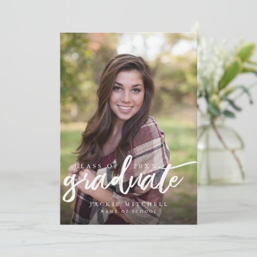 フォトカモダンレッジまたは高校卒業 案内状 (スタンド正面)