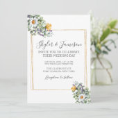 フォトカラフルワイルドフラワーQRコー結婚ド 招待状 (スタンド正面)