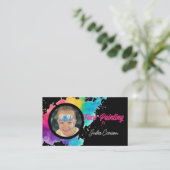 フォトカラフル顔ペインター黒背景 名刺 (スタンド正面)