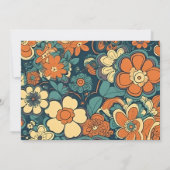 フォトカラフルGroovyレトロ70sフローラ結婚 セーブザデート (裏面)