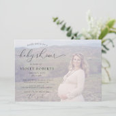 フォトカリグラフィガールベビーシャワー招待状 招待状 (スタンド正面)