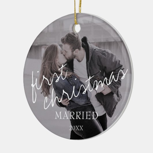 フォトカリグラフィ初クリス結婚したマス セラミックオーナメント (左)