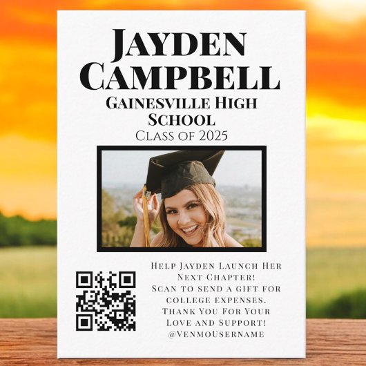 フォトカレッジファンドQRコード卒業 エンクロージャーカード