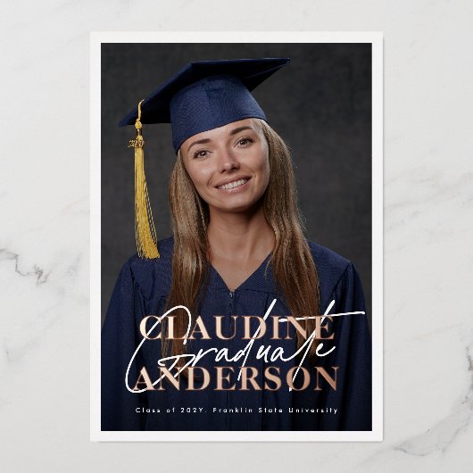 フォトカレッジ大学バラ金ゴールド大学院パーティー 箔招待状 (正面)