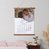 フォトカレンダカップル結婚記念日 吊り下げ型タペストリー (寝室)