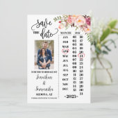 フォトカレンダーで日付をピンクのフローラ結婚に保存 招待状 (スタンド正面)