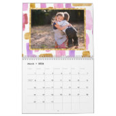 フォトカレンダーのピンクと金ゴールド カレンダー (3月 2026)