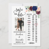 フォトカレンダーは、海軍のブルゴーニュの日付を結婚保存します 招待状 (正面)