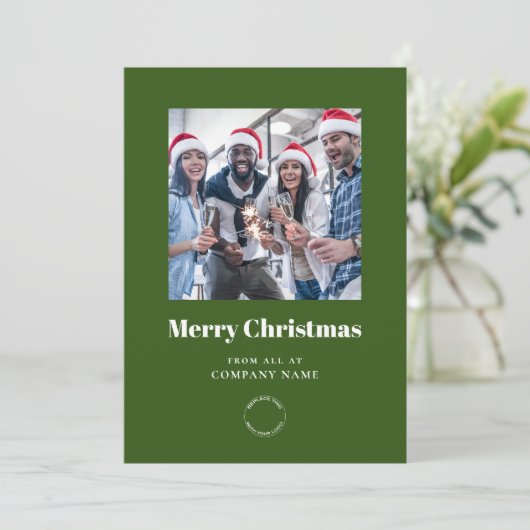 フォトカレンダー2024会社ロゴQRグリーンクリスマス シーズンカード (スタンド正面)