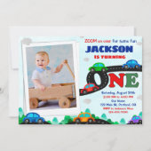 フォトカーズ誕生日の招待ドライバ1st誕生日 招待状 (正面)