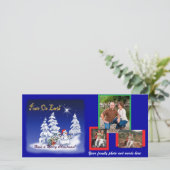 フォトカードと雪だるま漫画デザインテンプレート… シーズンカード (スタンド正面)