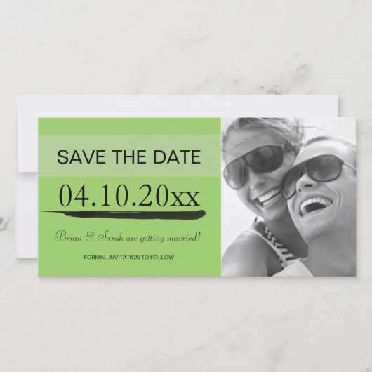 フォトカードのお知らせ{緑}の日付を保存 セーブザデート (正面)