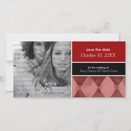 フォトカードのお知らせ{Red}の日付を保存 セーブザデート (正面)