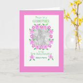 フォトカードゴッドマザー招待状- Baby Girl カード (黄色い花)