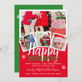 フォトカードハッピーホリデー2022赤い緑 招待状