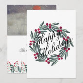 フォトカードパーソナライズHappy Holidaysスクリプト シーズンカード (正面/裏面)