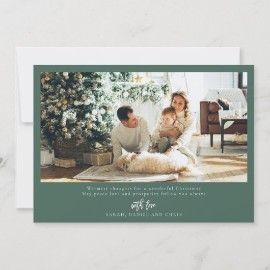 フォトカード付きミニマルなクリスマス 招待状 (裏面)