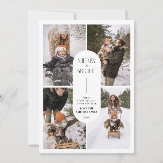 フォトカード付きミニマルなクリスマス 招待状 (正面)