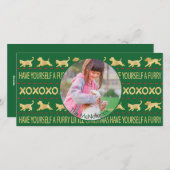 フォトカード毛皮の小さなクリスマスの両面 シーズンカード (正面/裏面)