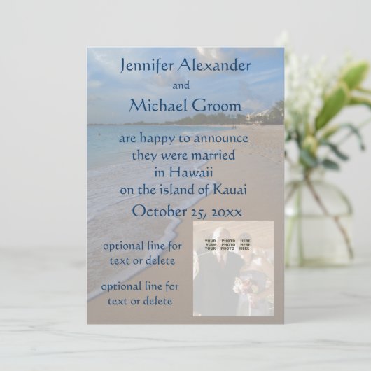 フォトカード結婚告知かわいらしビーチ 案内状 (スタンド正面)