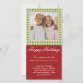 フォトカード:ハッピーホリデーズレッドグリーンジンガム シーズンカード (正面)