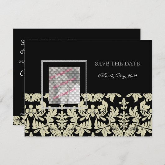 フォトカード、白黒が日付はがきを保存 案内ポストカード (正面/裏面)