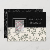 フォトカード、白黒が日付はがきを保存 案内ポストカード (正面/裏面)