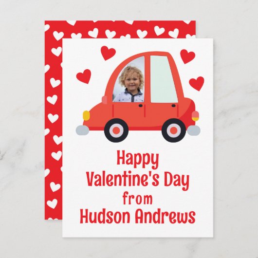 フォトカーバレンタインデーのカード ポストカード (正面/裏面)