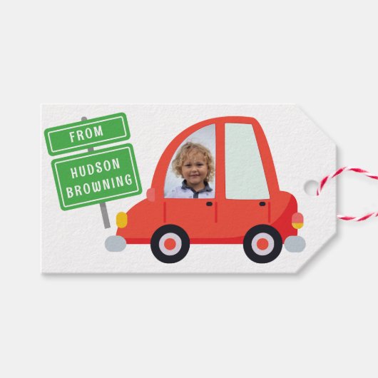 フォトカーパーソナライズされたギフトラベル ギフトタグ (正面(横))