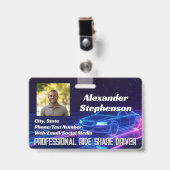 フォトカー駆動Lyft UberドライバRideshare ID バッジ (正面 （クリップ付）)