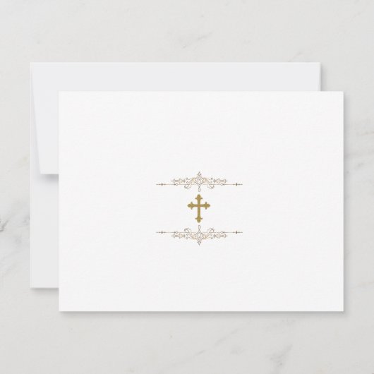 フォトガールエレガント金ゴールドクロスファースト聖餐式 サンキューカード (裏面)