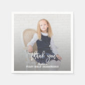 フォトガールエレガント金ゴールドクロスファースト聖餐式 スタンダードカクテルナプキン (正面)