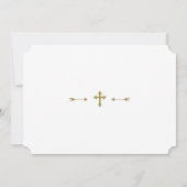 フォトガールエレガント金ゴールドクロスファースト聖餐式 招待状 (裏面)