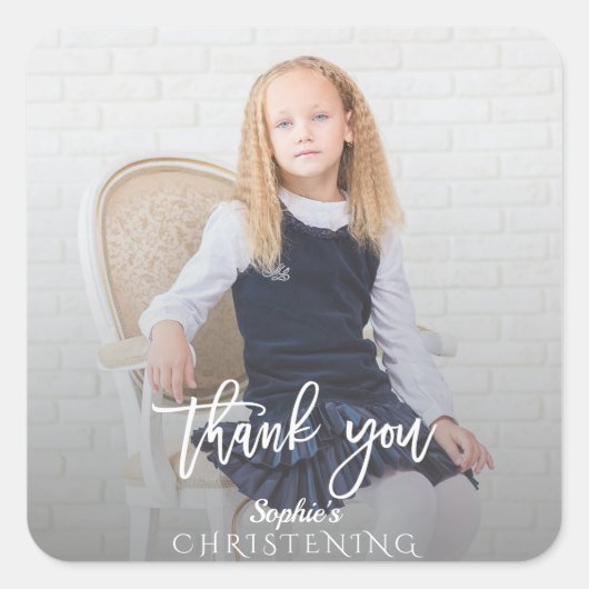 フォトガールエレガント金ゴールドクロス《キリスト教》洗礼式や命名式 スクエアシール (正面)