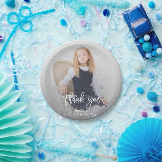 フォトガールエレガント金ゴールドクロス《キリスト教》洗礼式や命名式 ペーパープレート (パーティー)