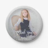 フォトガールエレガント金ゴールドクロス《キリスト教》洗礼式や命名式 ペーパープレート (正面)