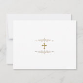 フォトガールクロスファースト聖餐式バラ金ゴールド サンキューカード (裏面)