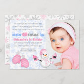 フォトガールズウィンターワンダーランド誕生日パーティー 招待状 (正面/裏面)