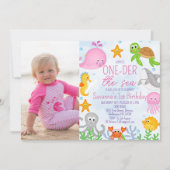 フォトガールズワンダーザシー1歳の誕生日 招待状 (正面)