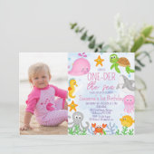フォトガールズワンダーザシー1歳の誕生日 招待状 (スタンド正面)