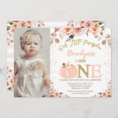 フォトガールズ素朴秋カボチャ1st誕生日 招待状 (正面/裏面)