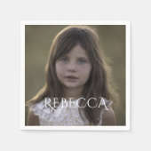 フォトガールパーソナライズされたー誕生日パーティー紙 スタンダードカクテルナプキン (正面)