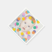 フォトガールファースト誕生日カラフル紙吹雪 スタンダードカクテルナプキン (角)